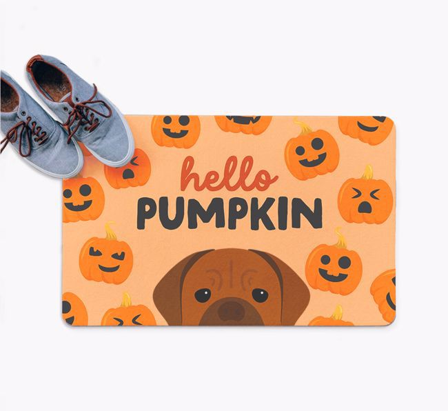 Hello Pumpkin: Personalised {breedFullName} Doormat