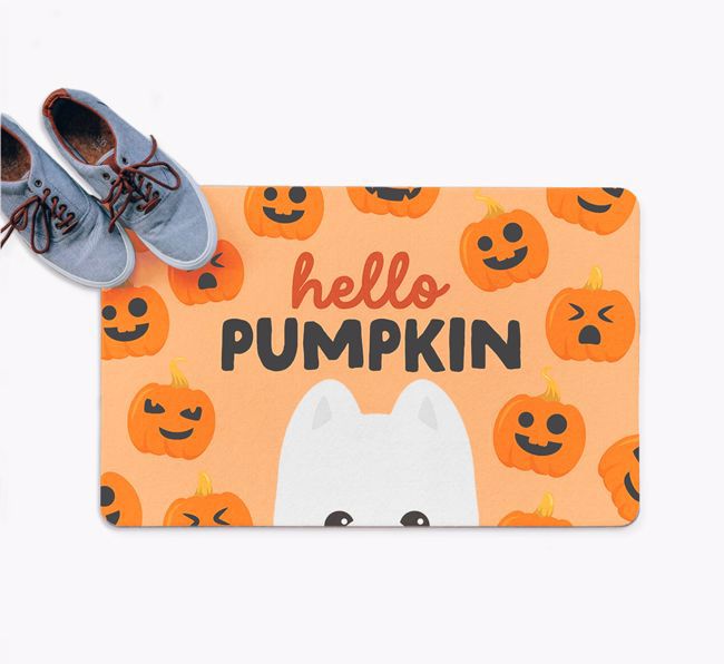 Hello Pumpkin: Personalised {breedFullName} Doormat