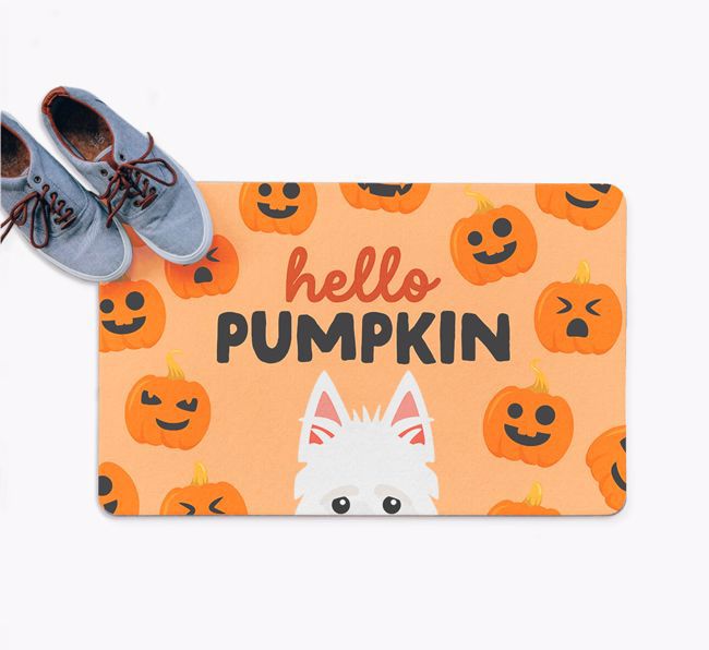 Hello Pumpkin: Personalised {breedFullName} Doormat