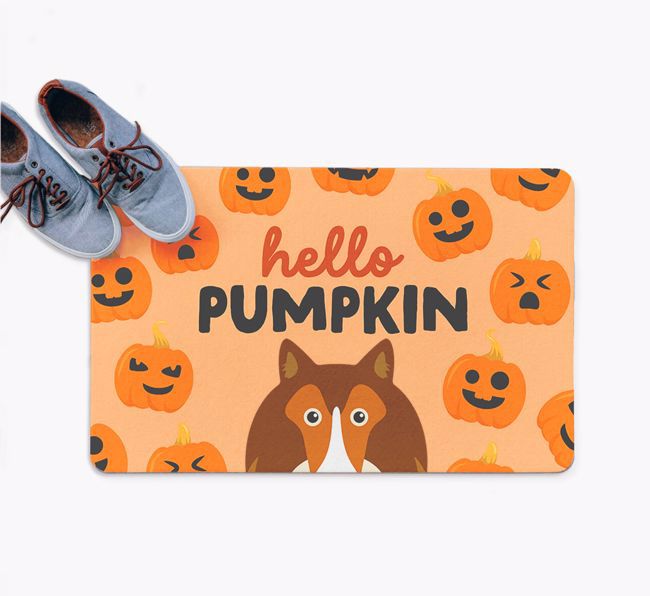 Hello Pumpkin: Personalised {breedFullName} Doormat