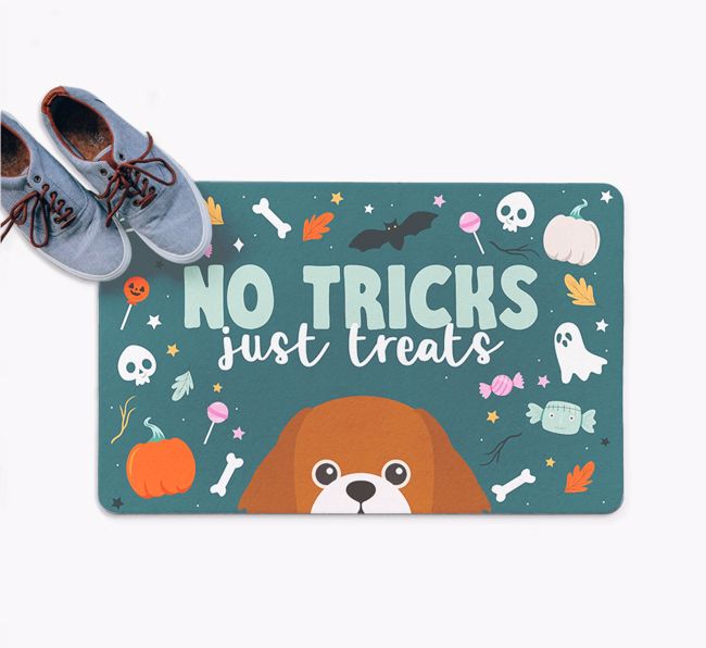 No Tricks Just Treats: Personalized {breedFullName} Doormat