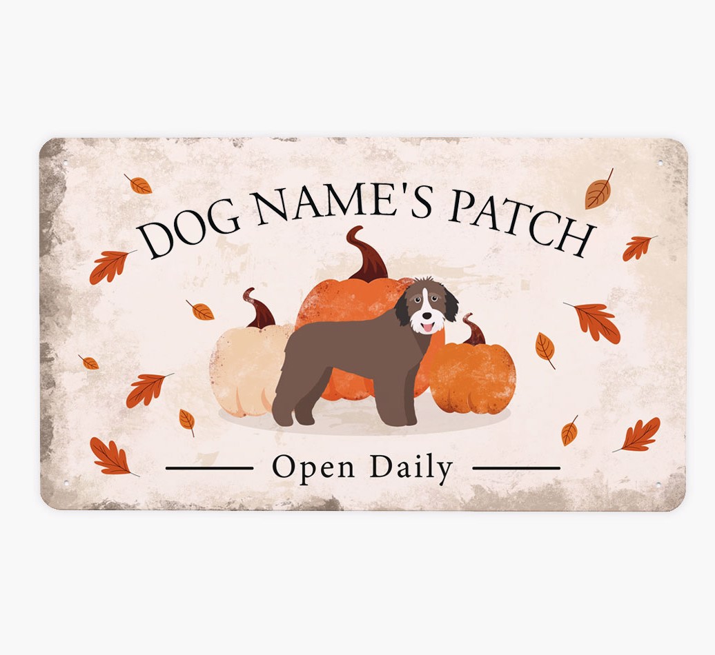 Pumpkin Patch: Personalized {breedFullName} Metal Sign