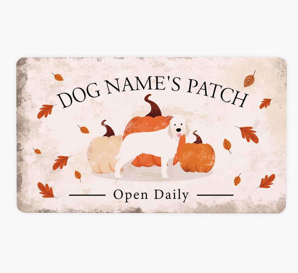 Pumpkin Patch: Personalised {breedFullName} Metal Sign