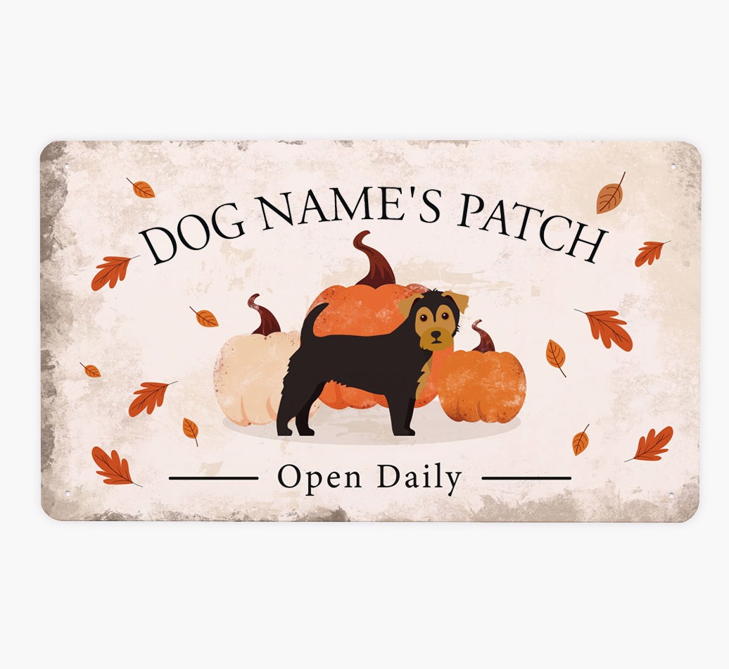 Pumpkin Patch: Personalized {breedFullName} Metal Sign