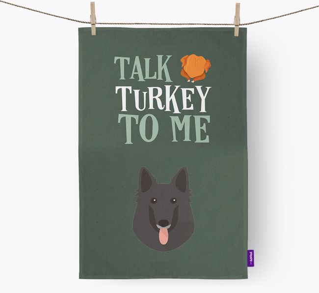 Talk Turkey To Me: Personalized {breedFullName} Dish Towel