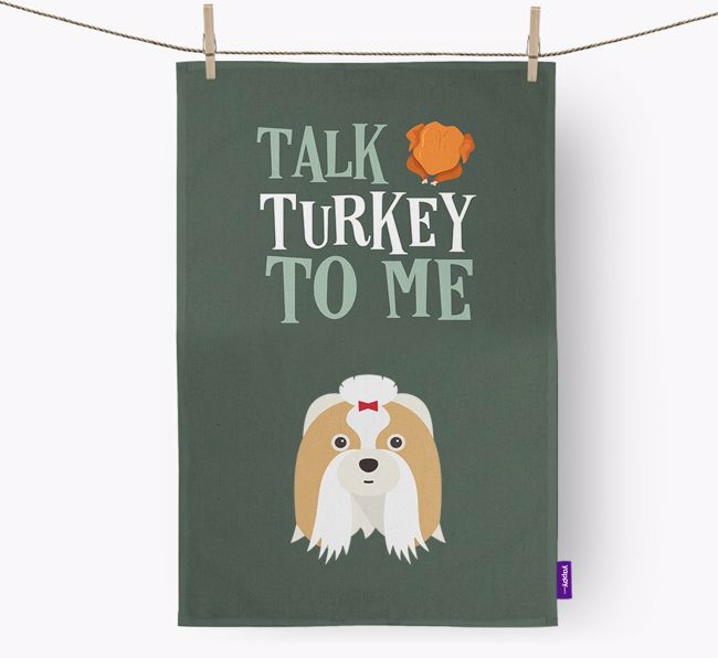 Talk Turkey To Me: Personalized {breedFullName} Dish Towel