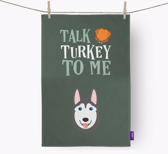 Talk Turkey To Me: Personalized {breedFullName} Dish Towel