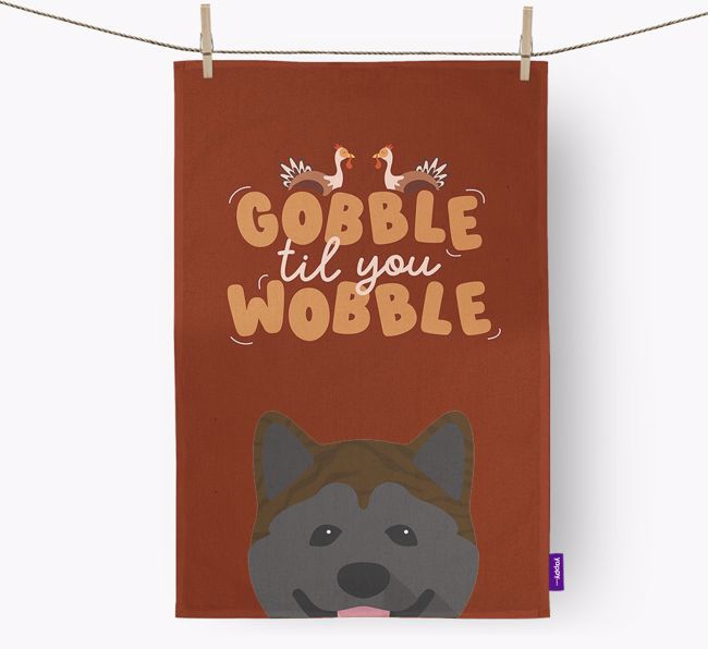 Gobble Til You Wobble: Personalised {breedFullName} Tea Towel