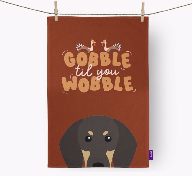 Gobble Til You Wobble: Personalised {breedFullName} Tea Towel
