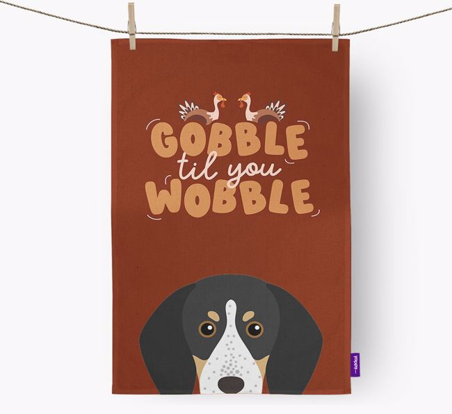 Gobble Til You Wobble: Personalized {breedFullName} Dish Towel