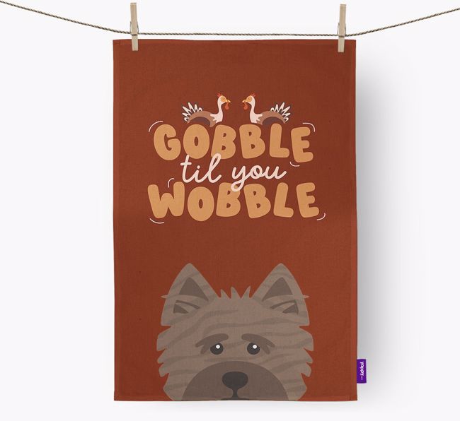 Gobble Til You Wobble: Personalised {breedFullName} Tea Towel