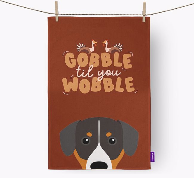 Gobble Til You Wobble: Personalised {breedFullName} Tea Towel