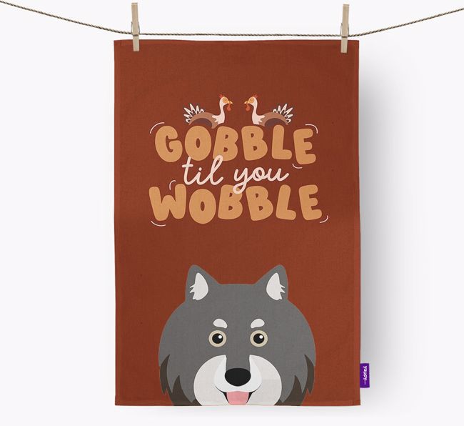 Gobble Til You Wobble: Personalised {breedFullName} Tea Towel