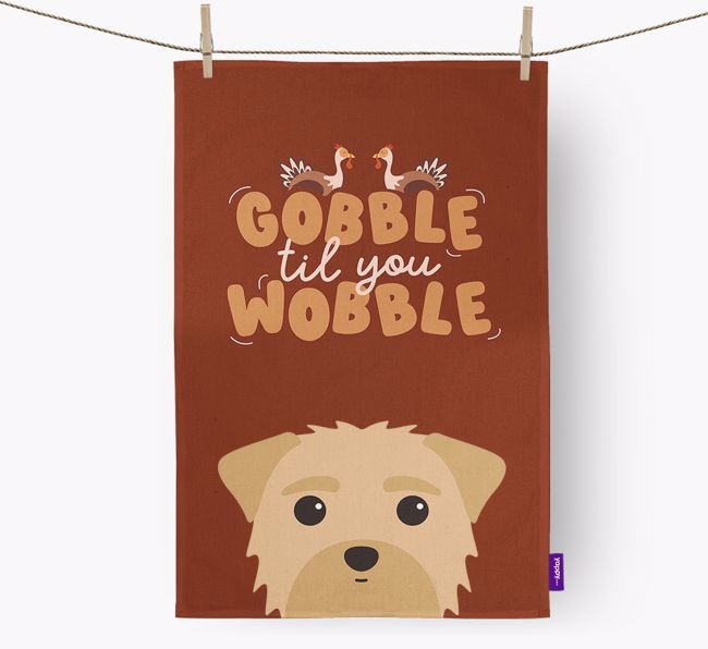 Gobble Til You Wobble: Personalized {breedFullName} Dish Towel