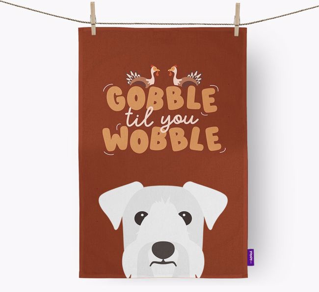 Gobble Til You Wobble: Personalized {breedFullName} Dish Towel