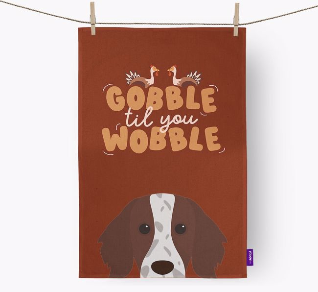 Gobble Til You Wobble: Personalized {breedFullName} Dish Towel