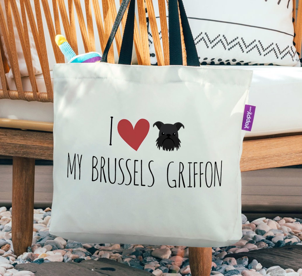 I love my {breedCommonName}: Canvas Bag - hanging on a chair