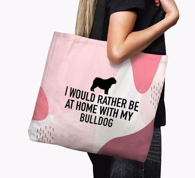 'I'd Rather Be At Home With My {breedCommonName}' Canvas Bag with {breedFullName} Silhouette