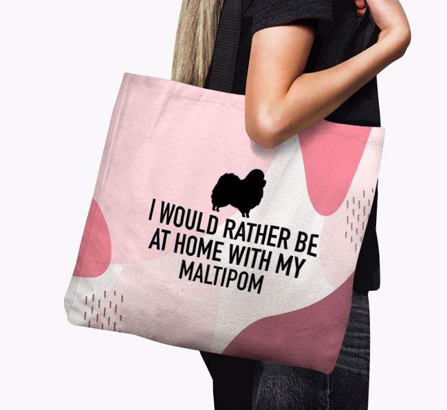 'I'd Rather Be At Home With My {breedCommonName}' Canvas Bag with {breedFullName} Silhouette