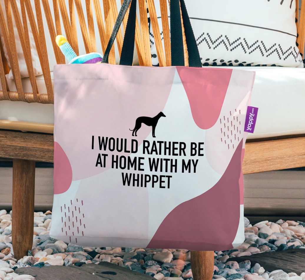 I'd Rather Be at Home With My {breedCommonName}: Personalized Canvas Bag - hanging on a chair