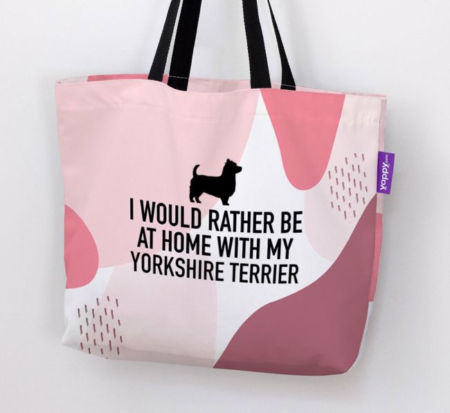 'I'd Rather Be At Home With My {breedCommonName}' Canvas Bag with {breedFullName} Silhouette