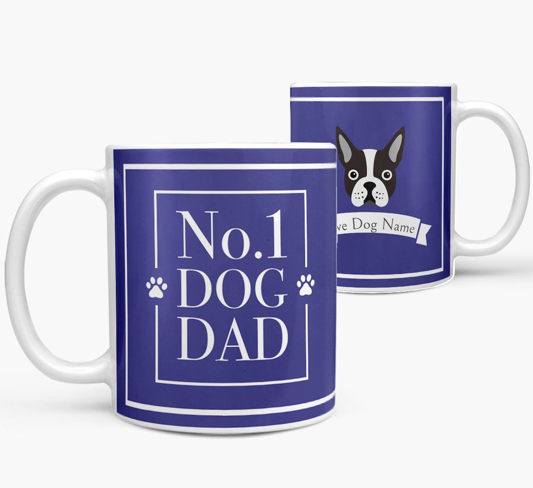 ''Personalized 'No.1 Dad' Mug from your {breedFullName} both views