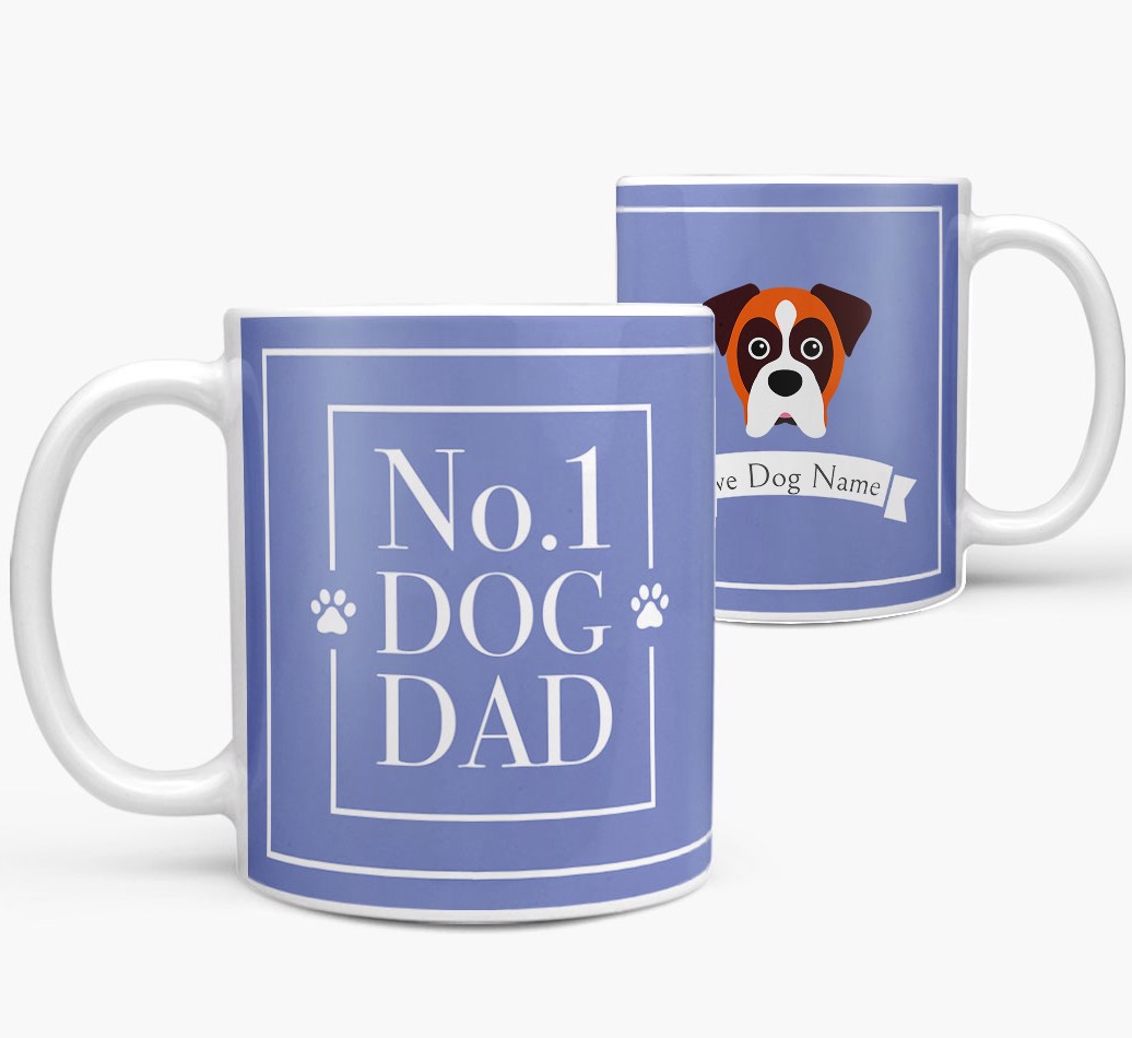 'Personalised 'No.1 Dad' Mug from your {breedFullName} both views