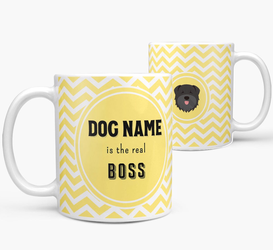 'Personalised 'Real Boss' Mug with {breedFullName} Icon both views