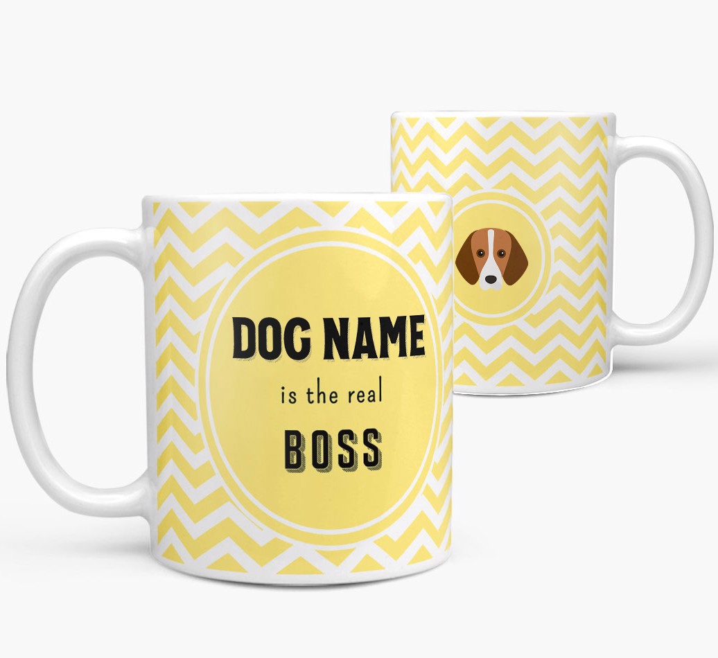 'Personalised 'Real Boss' Mug with {breedFullName} Icon both views