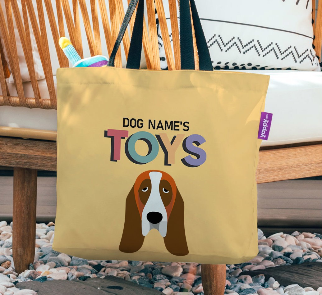 Toys: Personalized {breedFullName} Canvas Bag - hanging on a chair