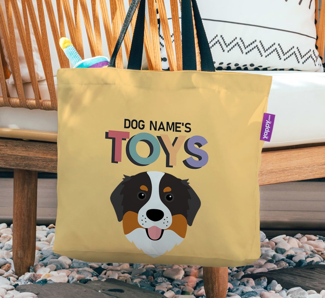 Toys: Personalized {breedFullName} Canvas Bag - hanging on a chair