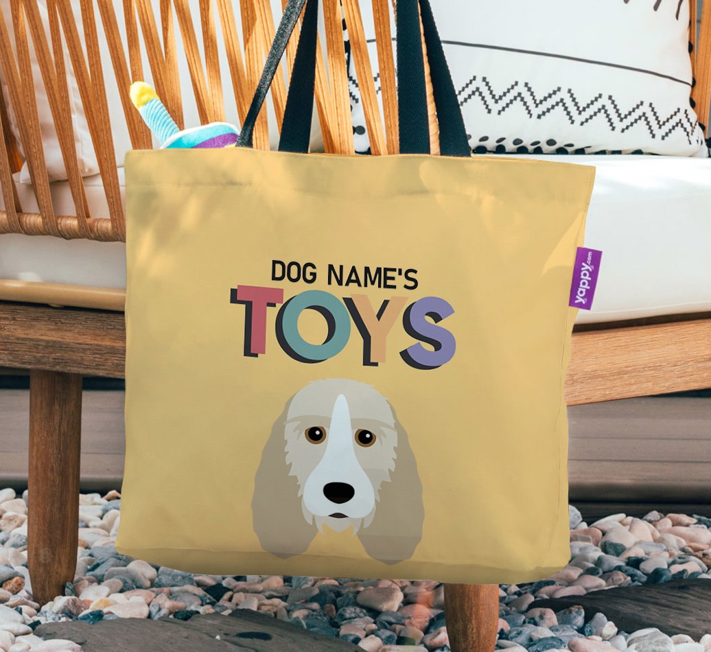 Toys: Personalized {breedFullName} Canvas Bag - hanging on a chair