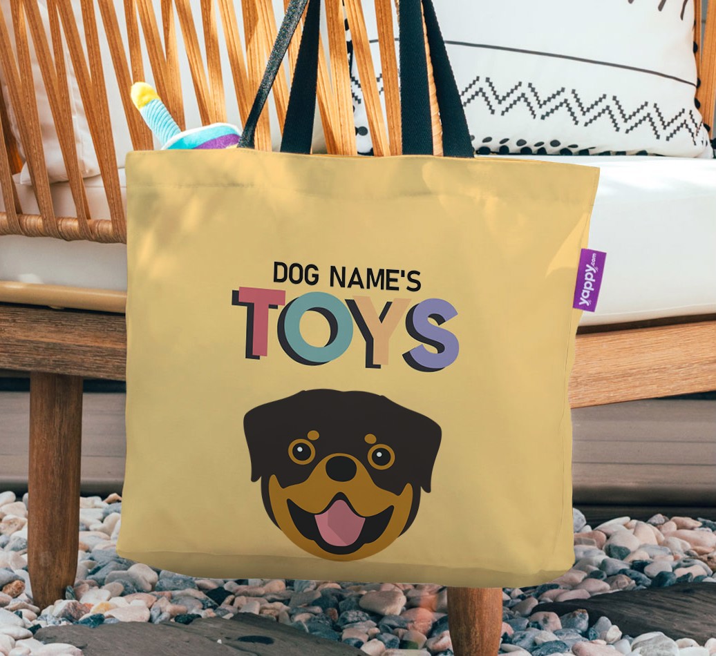 Toys: Personalized {breedFullName} Canvas Bag - hanging on a chair