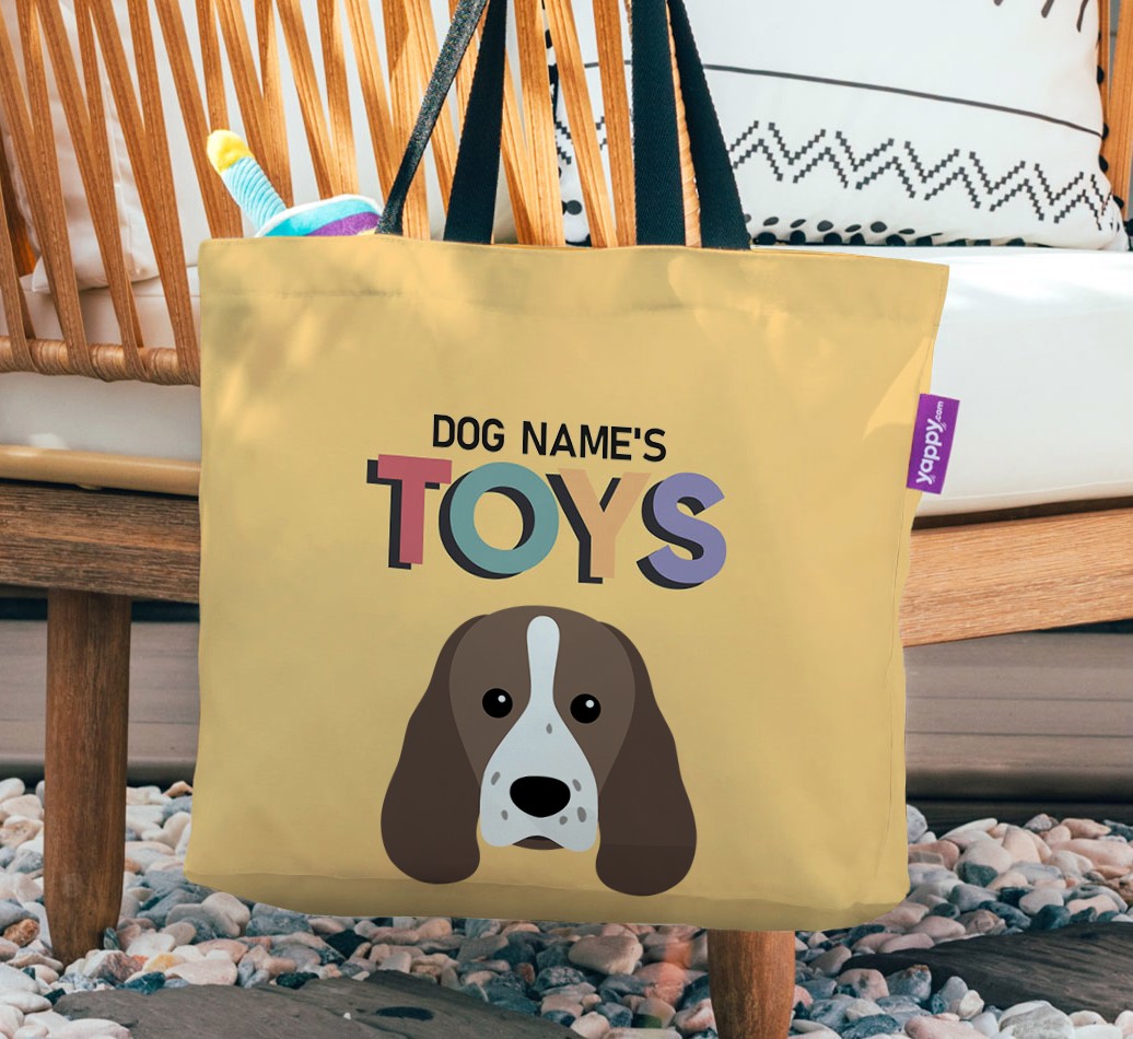 Toys: Personalised {breedFullName} Canvas Bag - hanging on a chair