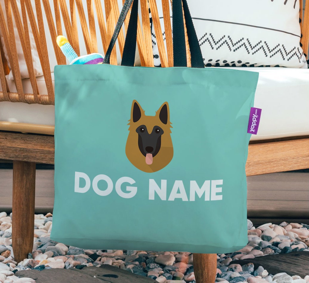 Personalised Canvas Bag featuring {breedCommonName} Icon - hanging on a chair