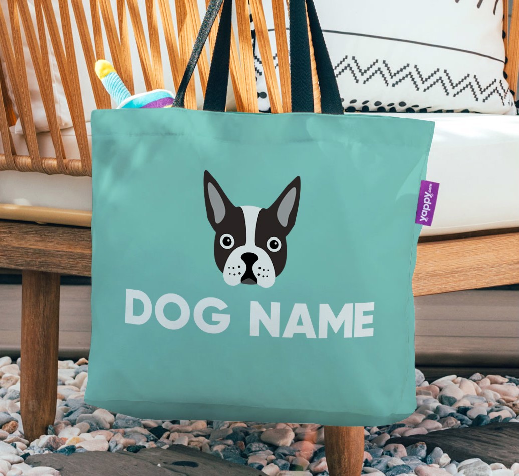 Personalised Canvas Bag featuring {breedCommonName} Icon - hanging on a chair