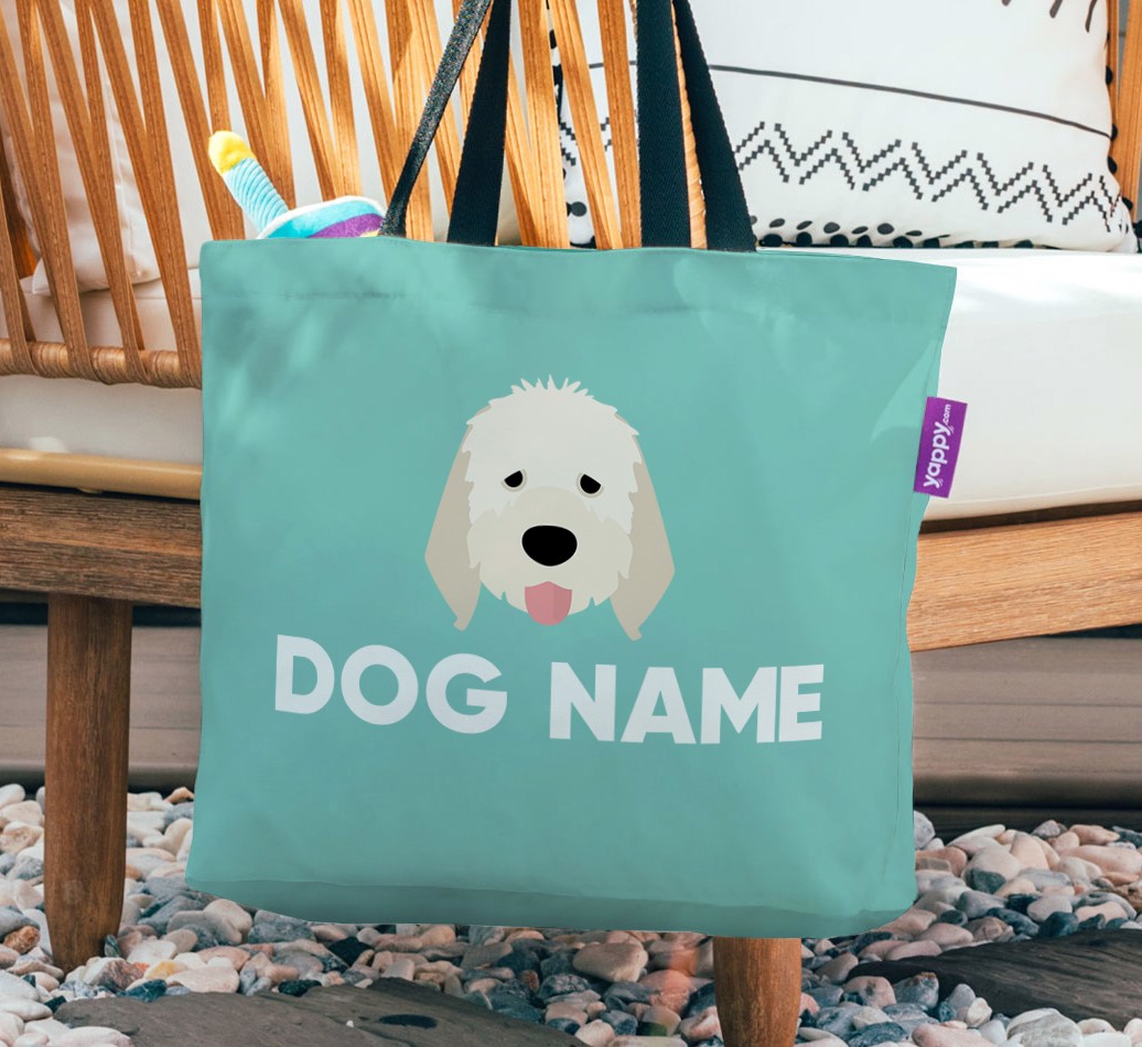 Personalised Canvas Bag featuring {breedCommonName} Icon - hanging on a chair