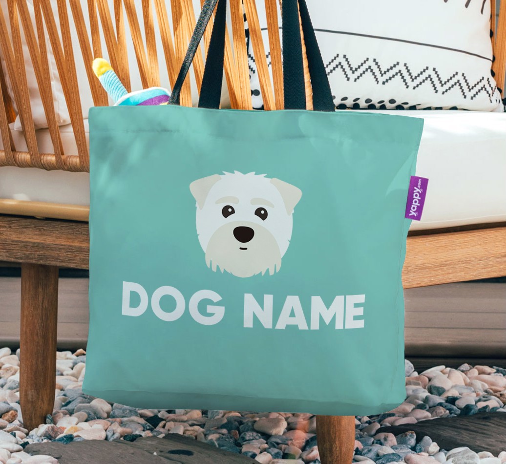 Personalised Canvas Bag featuring {breedCommonName} Icon - hanging on a chair