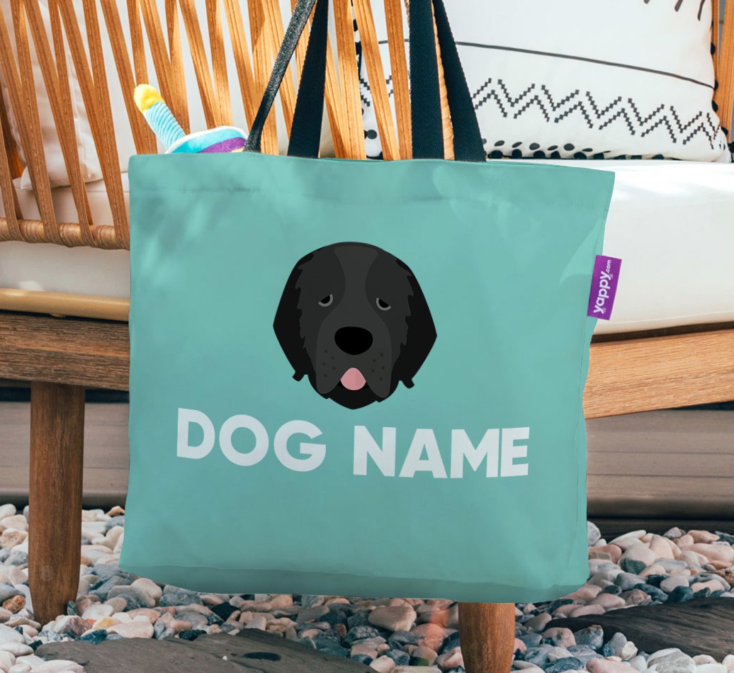 Personalized Canvas Bag featuring {breedCommonName} Icon - hanging on a chair