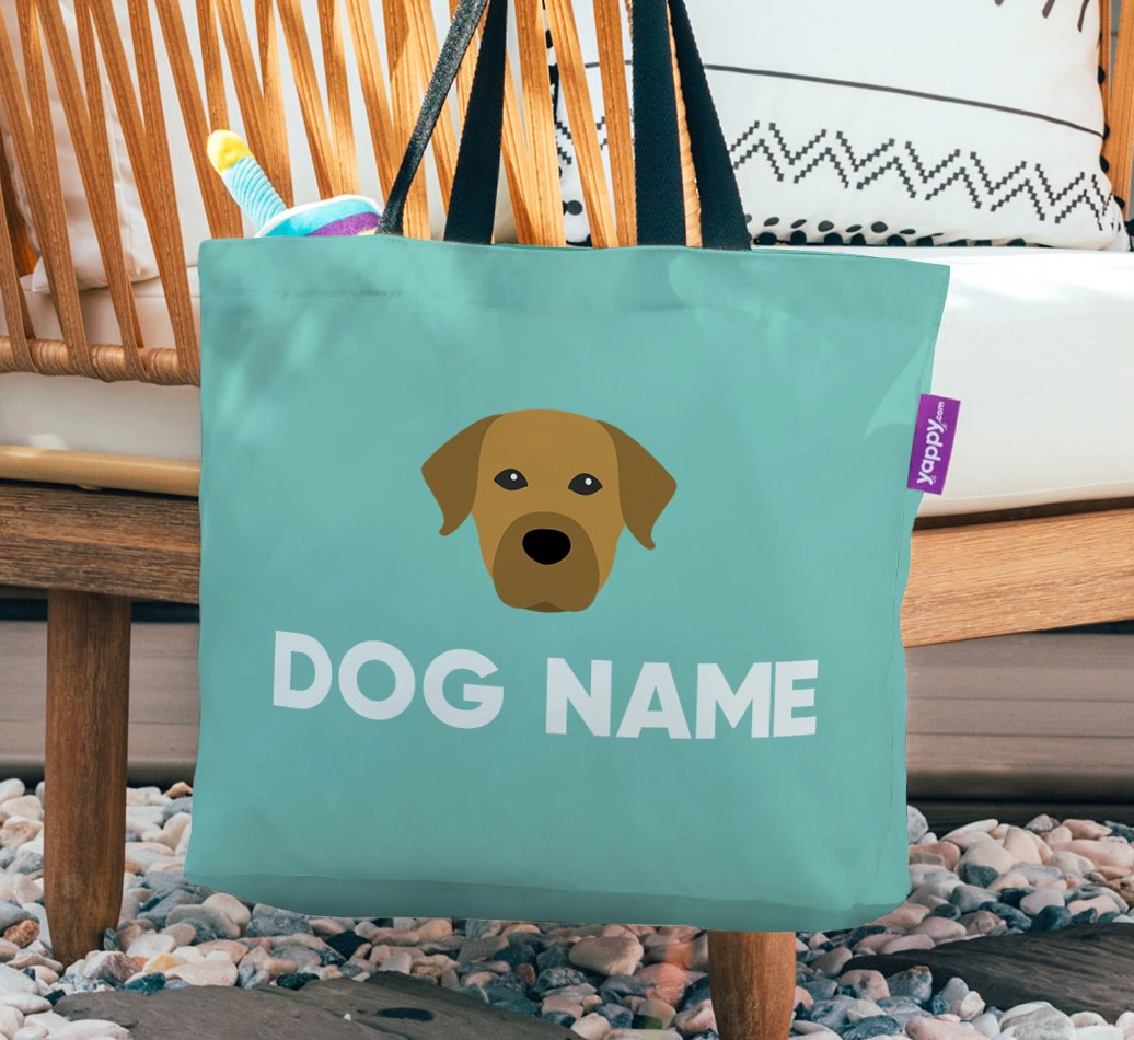 Personalized Canvas Bag featuring {breedCommonName} Icon - hanging on a chair