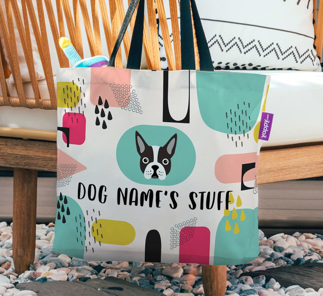 Stuff: Personalized {breedFullName} Canvas Bag - hanging on a chair