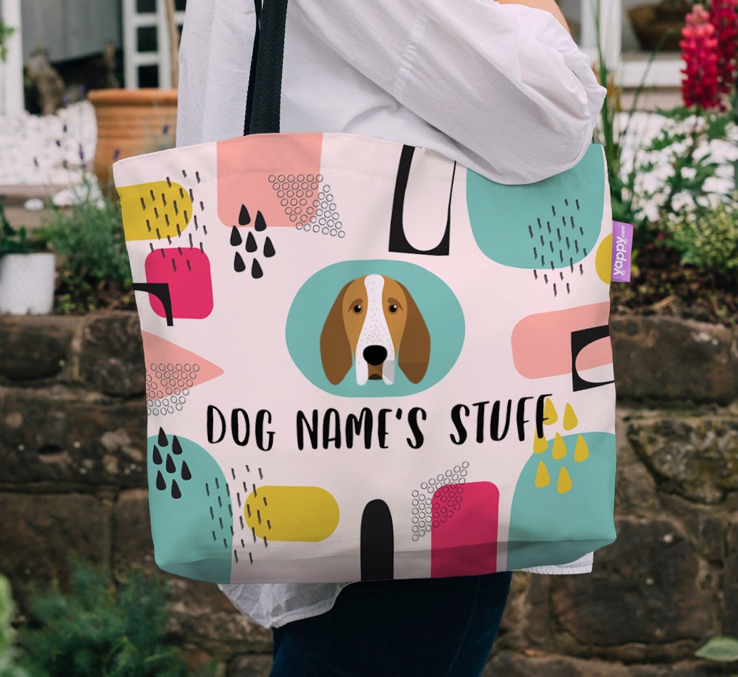 Abstract Stuff: Personalised {breedFullName} Canvas Bag - being carried outside