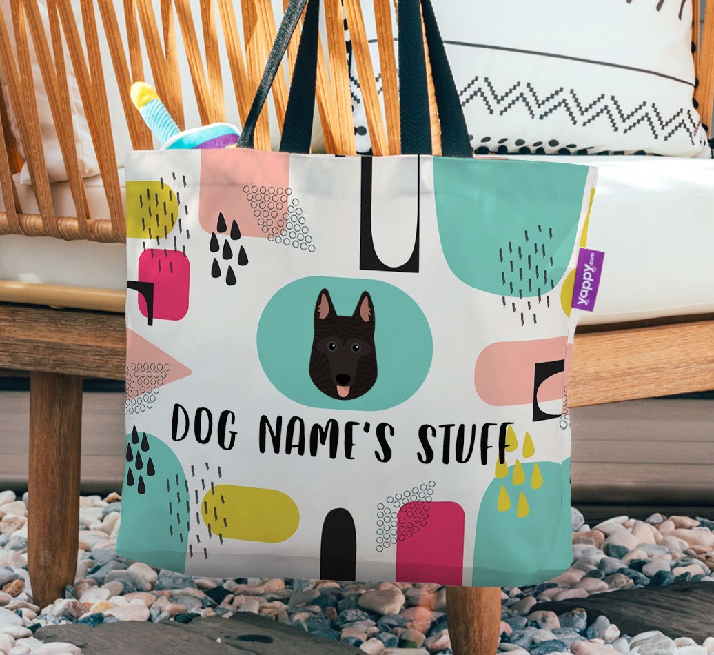 Stuff: Personalized {breedFullName} Canvas Bag - hanging on a chair