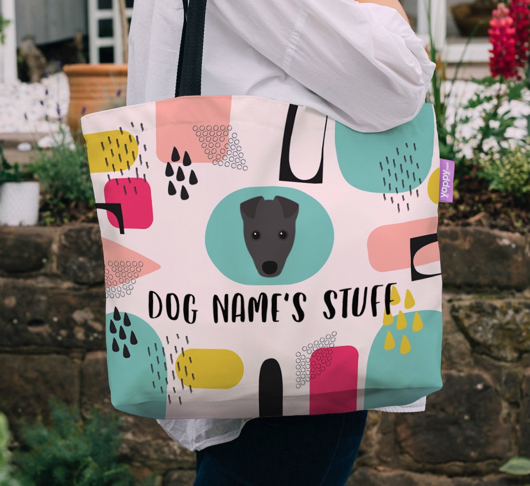 Abstract Stuff: Personalised {breedFullName} Canvas Bag - being carried outside