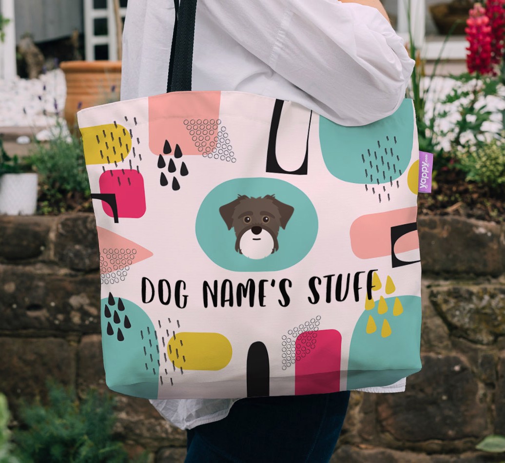 Abstract Stuff: Personalised {breedFullName} Canvas Bag - being carried outside