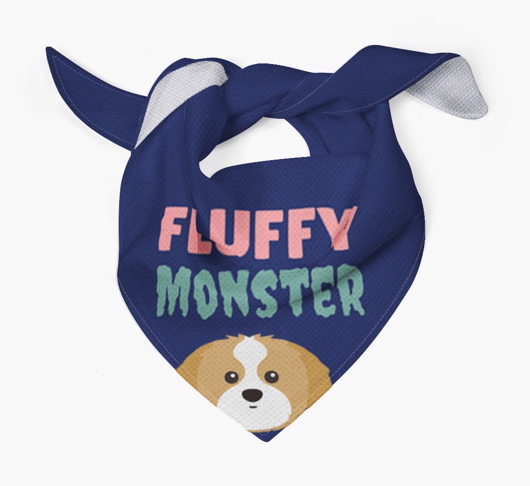 'Fluffy Monster' - Personalised {breedFullName} Bandana - Tied