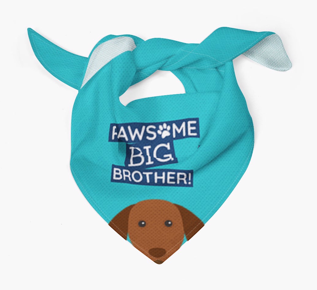 'Pawsome Big Brother' - Personalised {breedFullName} Bandana - Tied view