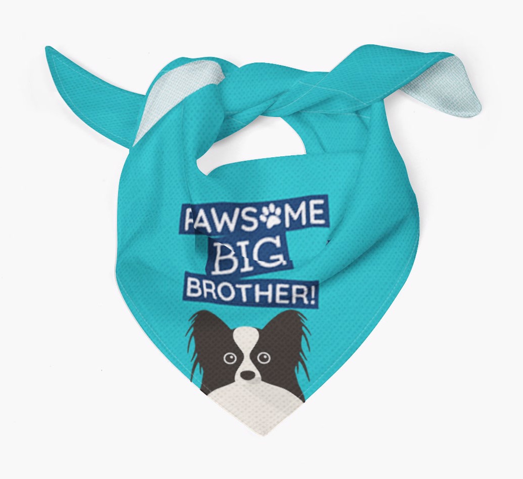 'Pawsome Big Brother' - Personalised {breedFullName} Bandana - Tied view