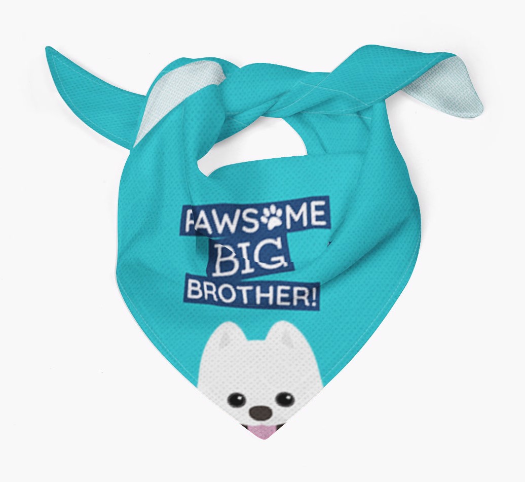 'Pawsome Big Brother' - Personalized {breedFullName} Bandana - Tied view