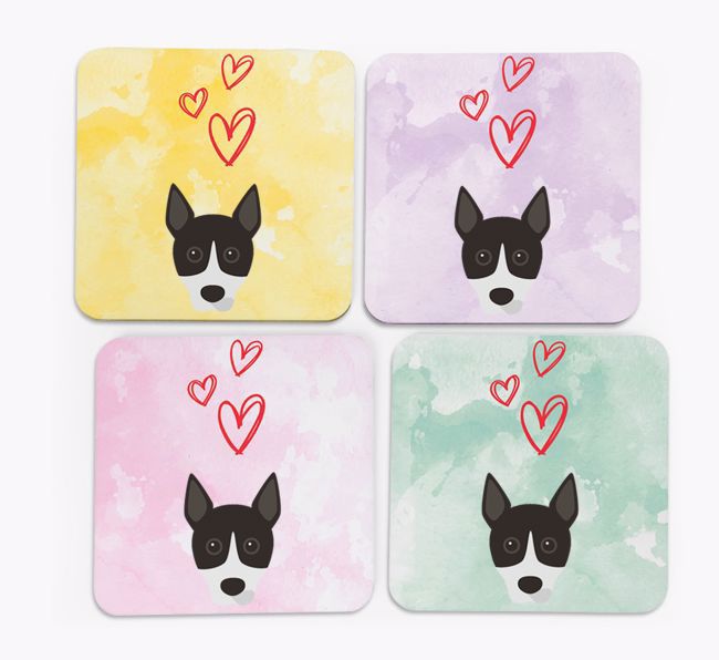 Heart Design with {breedFullName} Icon Coasters - Set of 4